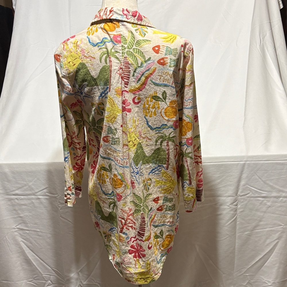 Calypso St. Barth Colorful Tropical Print Button Down Shirt - Picture 5 of 6